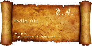 Modla Ali névjegykártya